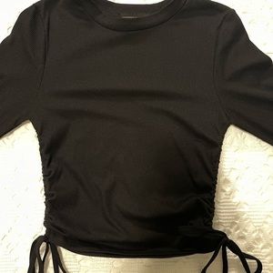Black cropped top with adjustable ties
